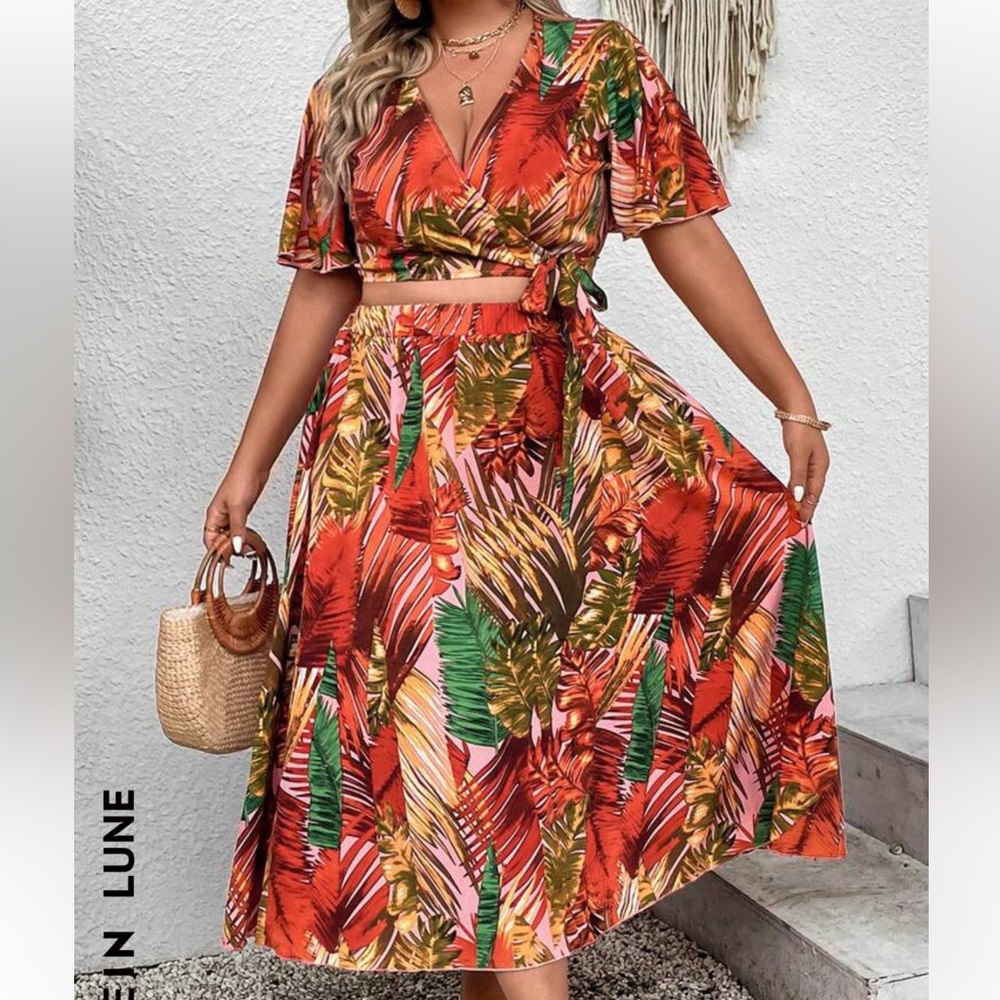 Shein Curve Crop Top and Skirt Set 2XL